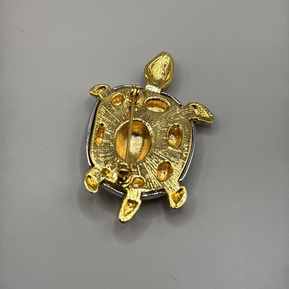 Vintage Gold Silver Tone Turtle Brooch Pin - Picture 3 of 3
